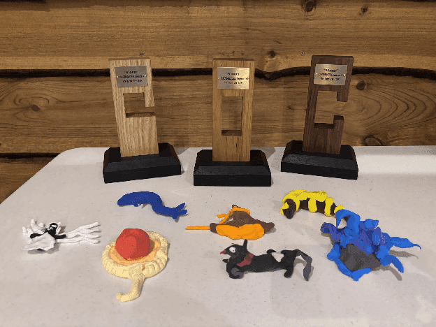 The finished tokens with this year’s trophies